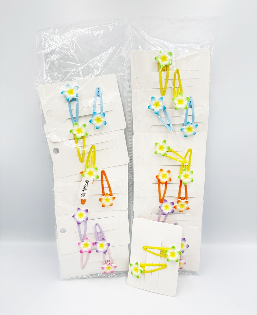 BP - HAIR ACCESSORIES JAZMIN  FLOWER SNAP CLIPS 2 PER CARD SET  COLORS 12CT/DZ - 04-184 - [MSRP: $.75 CT]