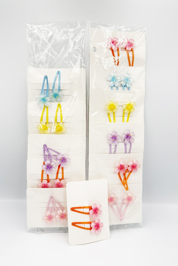 BP - HAIR ACCESSORIES DAISY SNAP  CLIPS 2 PER CARD SET COLORS  12CT/DZ - 04-185 - [MSRP: $.75 CT]