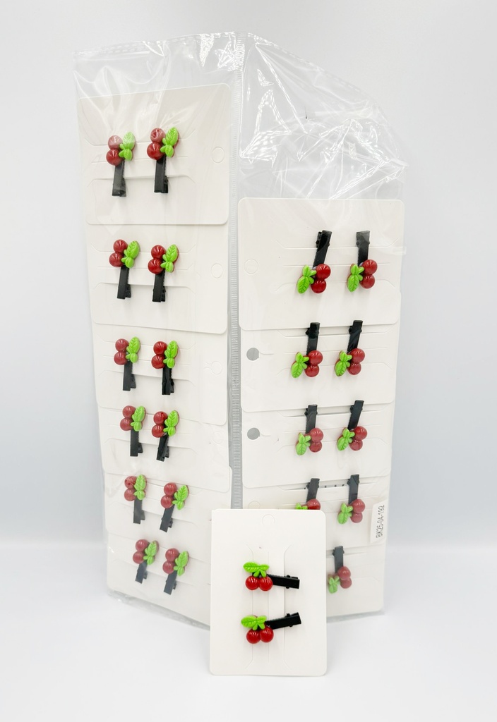 BP - HAIR ACCESSORIES RED CHERRY  GATOR CLIPS 2 MINI PER CARD  STANDARD COLORS 12CT/DZ - 04-192 - [MSRP: $.75 CT]