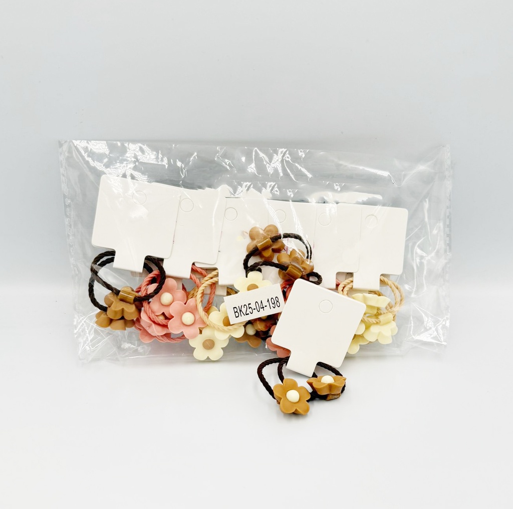 BP - HAIR ACCESSORIES DAISY  FLOWER HAIR BAND ACRYLIC 2 MINI  PER CARD 3 COFFEE COLORS 12CT/DZ - 04-198 - [MSRP: $.75 CT]