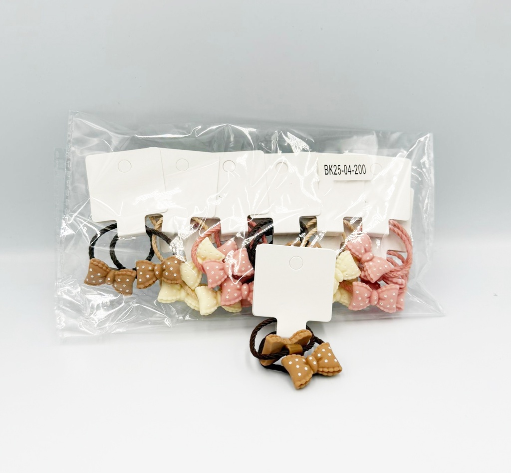 BP - HAIR ACCESSORIES BOW TIES  HAIR BAND ACRYLIC 2 MINI PER CARD  3 STANDARD COLORS 12CT/DZ - 04-200 - [MSRP: $.75 CT]