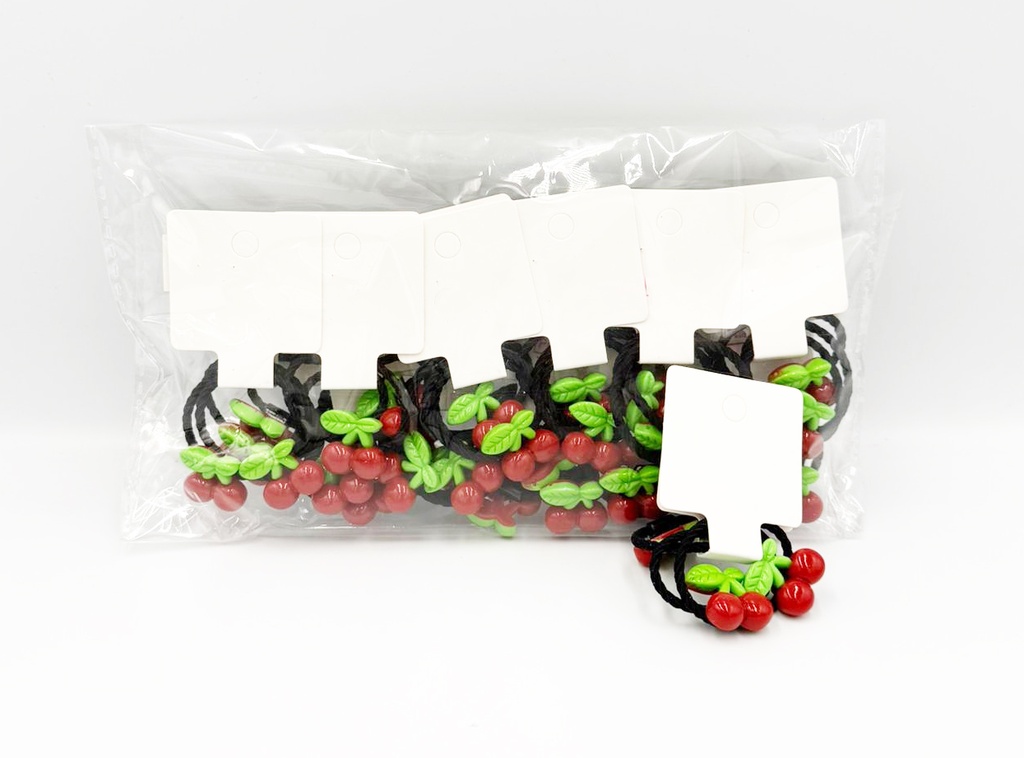 BP - HAIR ACCESSORIES CHERRY HAIR  BAND ACRYLIC 2 MINI PER CARD 3  FRUIT COLORS 12CT/DZ - 04-203 - [MSRP: $.75 CT]