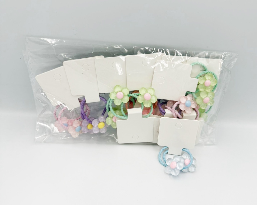BP - HAIR ACCESSORIES DAISY HAIR  BAND ACRYLIC 2 MINI PER CARD 3  SOFT COLORS 12CT/DZ - 04-205 - [MSRP: $.75 CT]