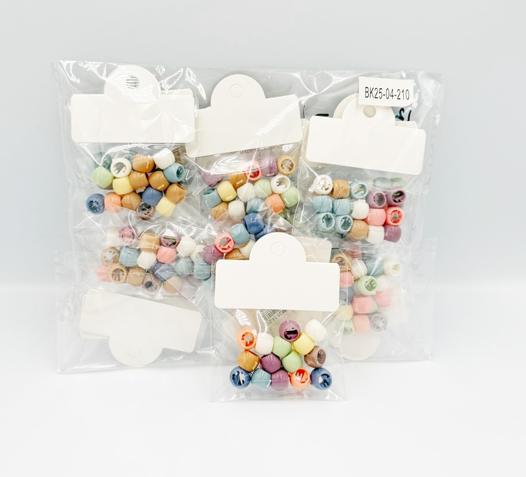 BP - HAIR ACCESSORIES MINI SNAP ON  CUFFS BEADS 15 PER BAG, DARK  PASTEL-COLORED 12BG/DZ - 04-210 - [MSRP: $.75 BG]