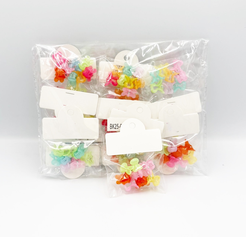 BP - HAIR ACCESSORIES BUNNY JAW  CLIPS 8 MINI PER BAG STANDARD COLORS 12BG/DZ - 04-214 - [MSRP: $.75 BG]