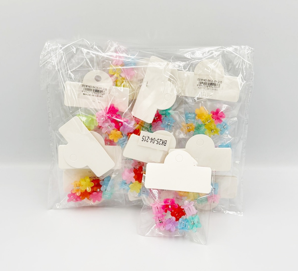 BP - HAIR ACCESSORIES DAISY JAW CLIPS 8 MINI PER BAG STANDARD COLORS 12BG/DZ - 04-215 - [MSRP: $.75 BG]