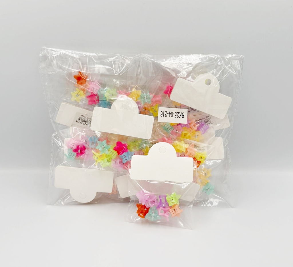 BP - HAIR ACCESSORIES STAR JAW  CLIPS 8 MINI PER BAG STANDARD COLORS 12BG/DZ - 04-216 - [MSRP: $.75 BG]