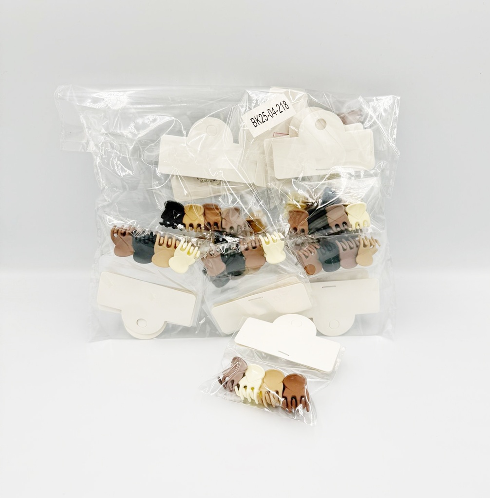 BP - HAIR ACCESSORIES (SIZE XS) JAW  CLIP 4 MINI PER BAG COFFEE COLORS 12BG/DZ - 04-218 - [MSRP: $.75 BG]