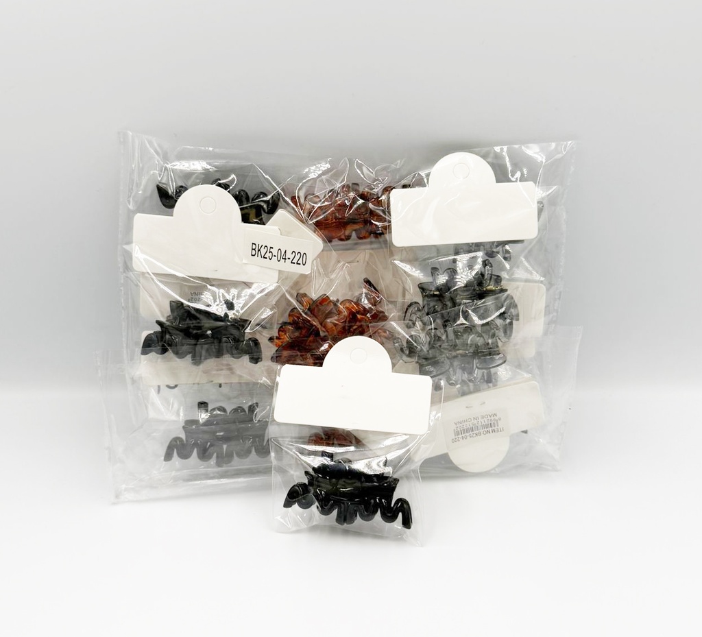 BP - HAIR ACCESSORIES (SIZE S) WAVE JAW CLIP 3 MINI PER BAG CLASSIC COLORS 12BG/DZ - 04-220 - [MSRP: $.75 BG]