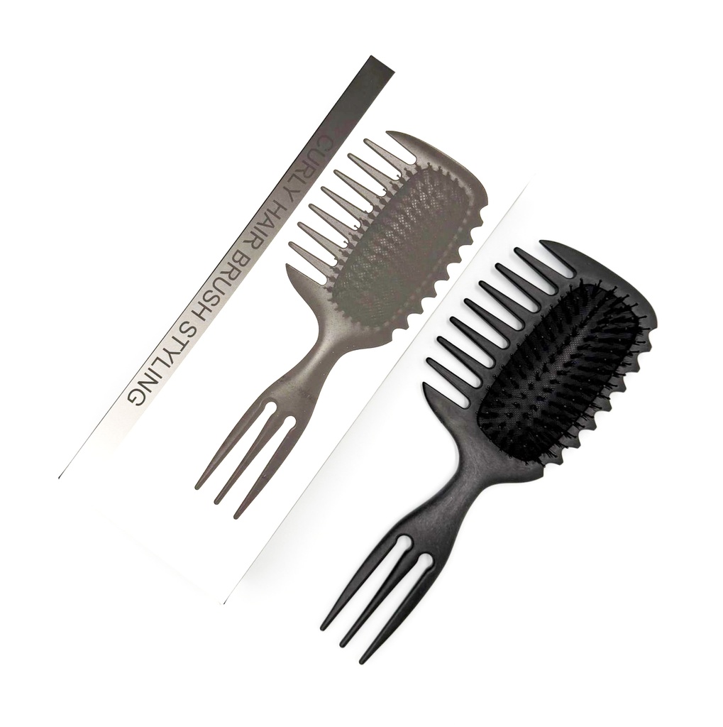 CANDY BRUSH HAIR CARE ACCESSORIES FORK COMB HANDLE WITH DETANGLER AND BRUSH 1CT - 03-43 - [MSRP: $7]