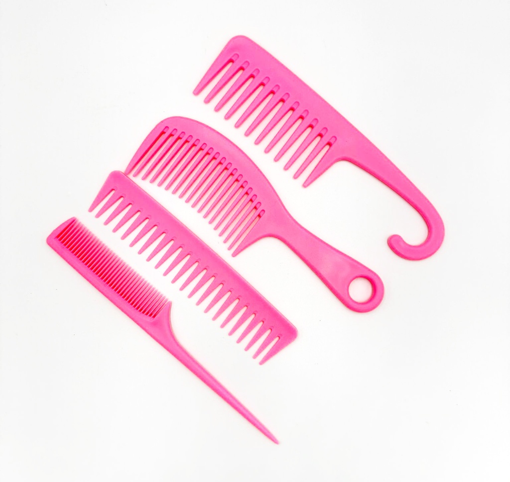 SALON TOOLS HAIR CARE ACCESSORIES 4-PACK WIDE TOOTH DETANGLING HAIR COMB SET HEAVY DUTY 1CT - 03-45 - [MSRP: $3 CT]