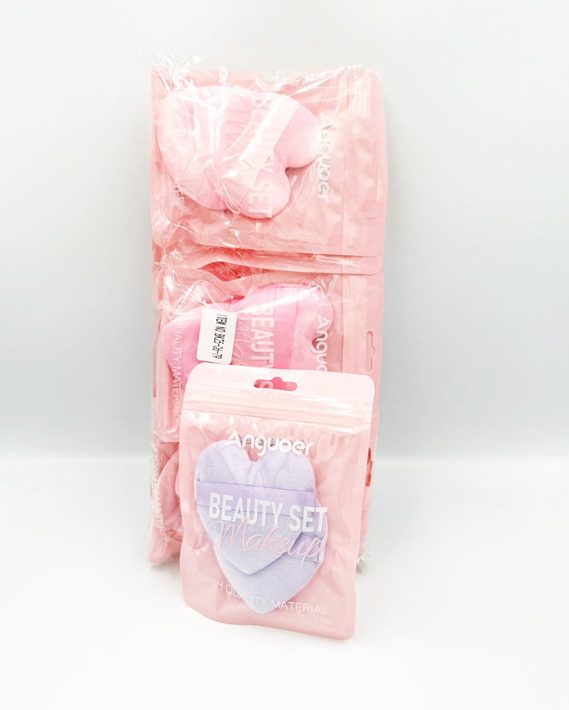 ANGUOER – BEAUTY SUPPLY & ACCESSORIES – MAKEUP POWDER PUFFS VELOUR FOUNDATION APPLICATOR SPONGES HEARTS – 12CT – 06-79 – [MSRP: $1 EACH