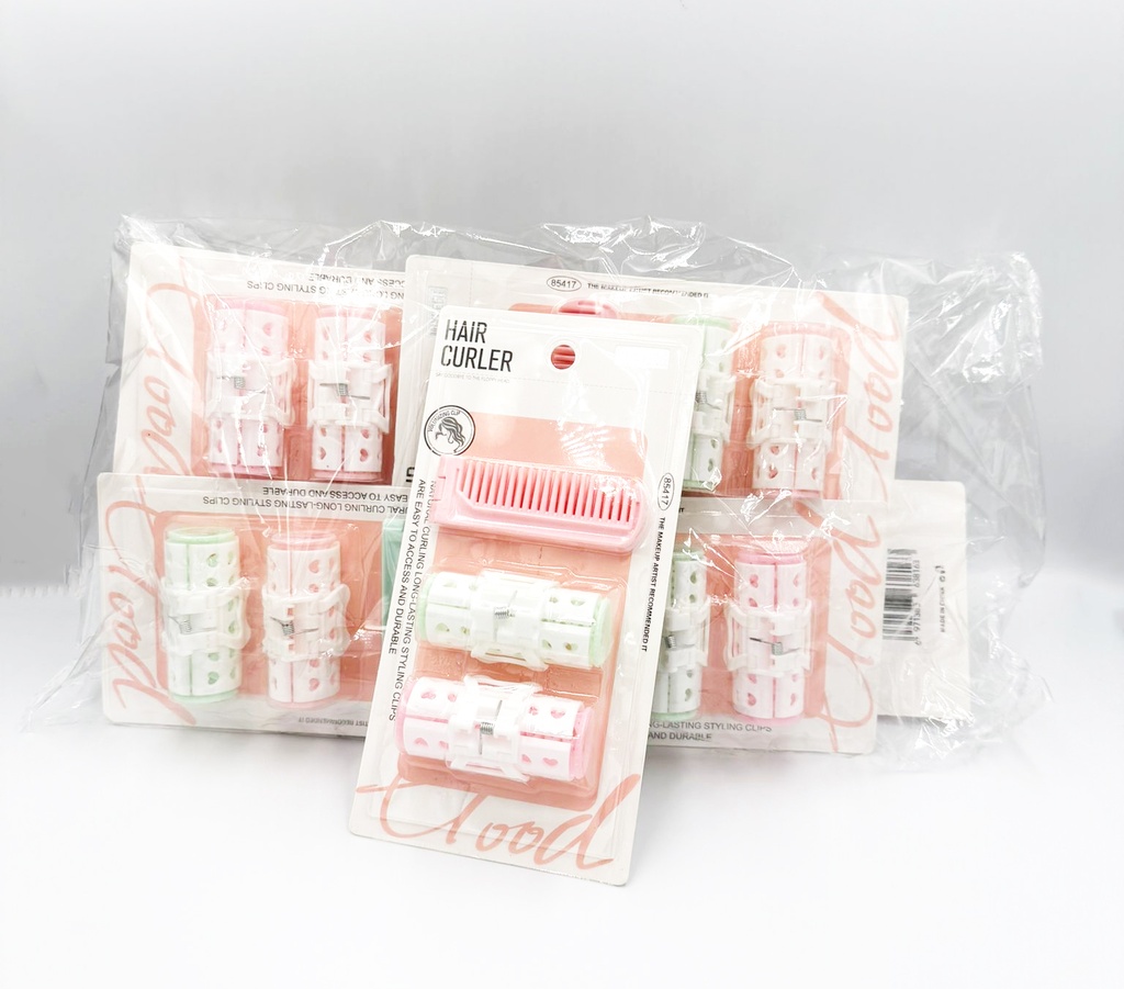 MIXUEER - HAIR ACCESSORIES HAIR CURLERS / ROLLERS + COMB 3PCS/PK PLASTIC 12CT/DZ - 85417-D816 - [MSRP: $3.5 PK]