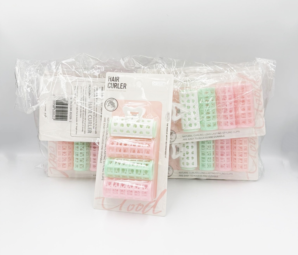 MIXUEER - HAIR ACCESSORIES HAIR CURLERS / ROLLERS 4PCS/PK PLASTIC + GRAB ROLLER 12CT/DZ - 85205-2 - [MSRP: $3.5 PK]