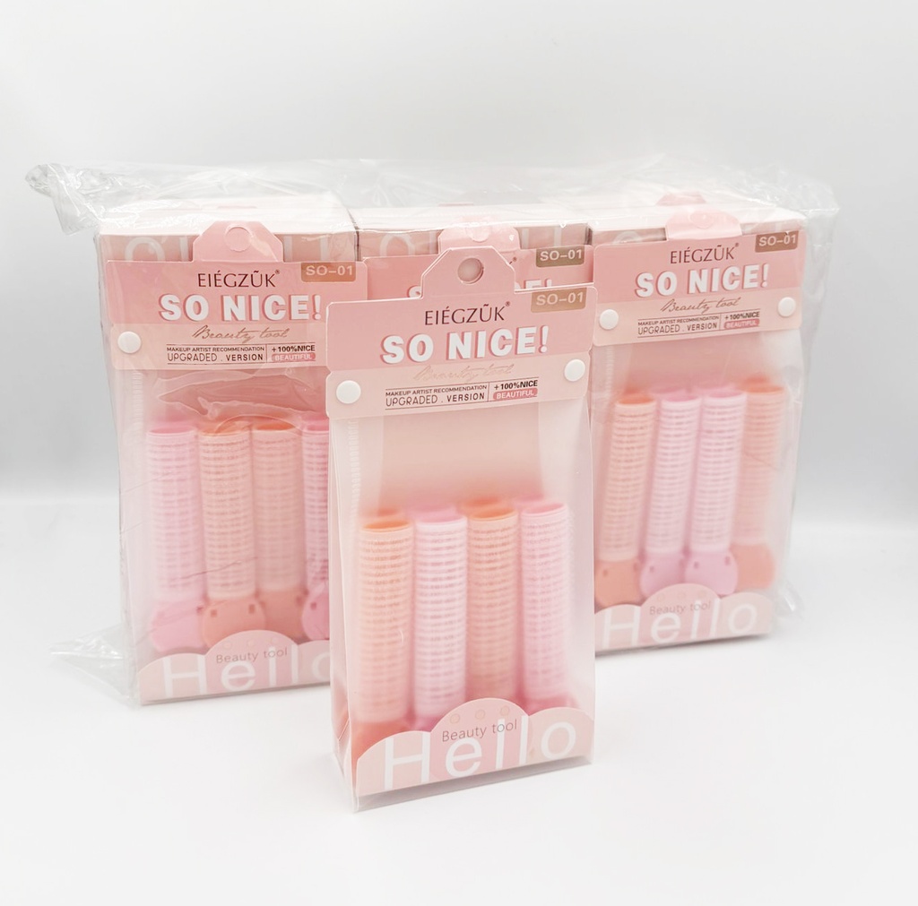 EIÉGZÜK  - HAIR ACCESSORIES HAIR 2 SIDE VELCRO CLIP CURLERS / ROLLERS 4PCS/PK OVEL PLASTIC 12CT/DZ - 004 - [MSRP: $5 PK]