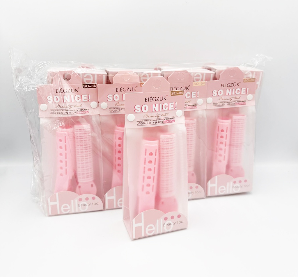 EIÉGZÜK - HAIR ACCESSORIES HAIR VELCRO 1 CLIP SIDE CURLERS / ROLLERS 2PCS/PK ROUND & OVEL PLASTIC 12CT/DZ - 028 - [MSRP: $5 PK]