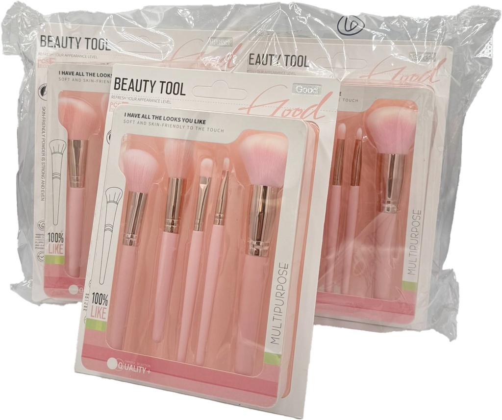 MIXUEER - MAKEUP BRUSH SET 5PCS/PK CONTOUR, CREASE, BLENDING, EYEBROW, POWDER BRUSHES 6CT/DZ - 85190 - [MSRP: $10 PK]