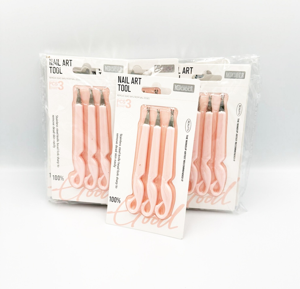 MIXUEER - NAIL DEAD SKIN EDGES REMOVER 3PCS/PK STAINLESS STEEL HEAD 12CT/DZ - 85185 - [MSRP: $1.5 PK]
