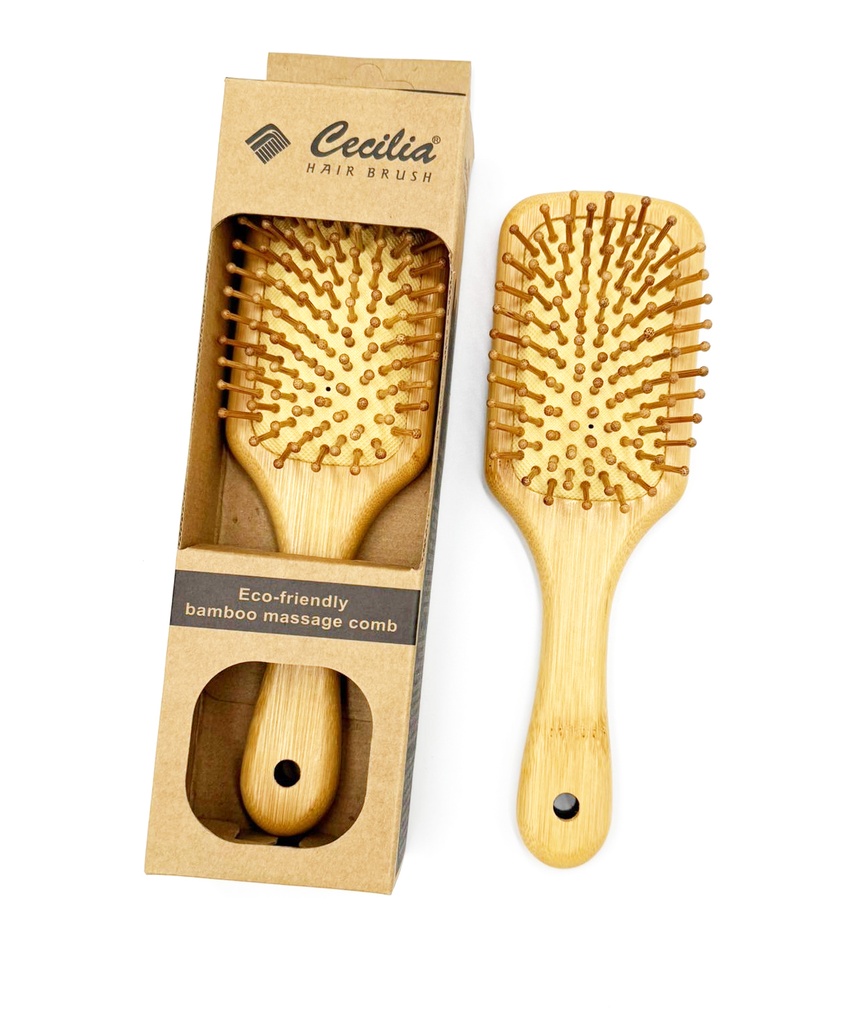 CECILIA - HAIR CARE ACCESSORIES BAMBOO HAIR BRUSH & MASSAGE 1CT - [MSRP: $6 CT]
