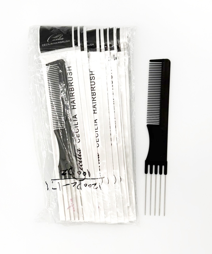 CECILIA - HAIR CARE ACCESSORIES - RAT-TAIL / TAIL COMB SET (FINE-TOOTH STYLING COMB) - BLK 12CT/DZ - 03-13 - [MSRP: $1 CT]