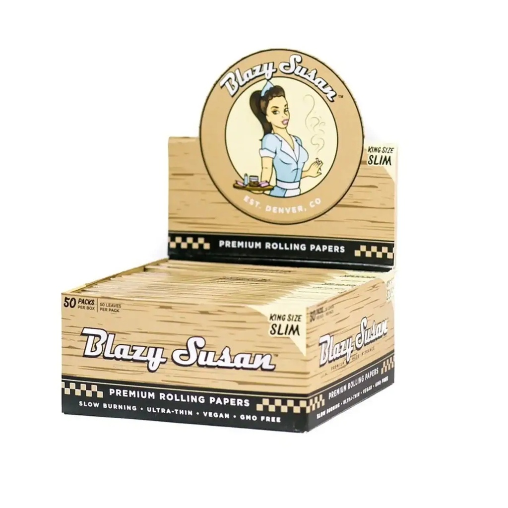 BLAZY SUSAN – PRE-ROLLED CONES – UNBLEACHED – KING SIZE SLIM – 50CT JAR – [MSRP:$1.50 EACH]