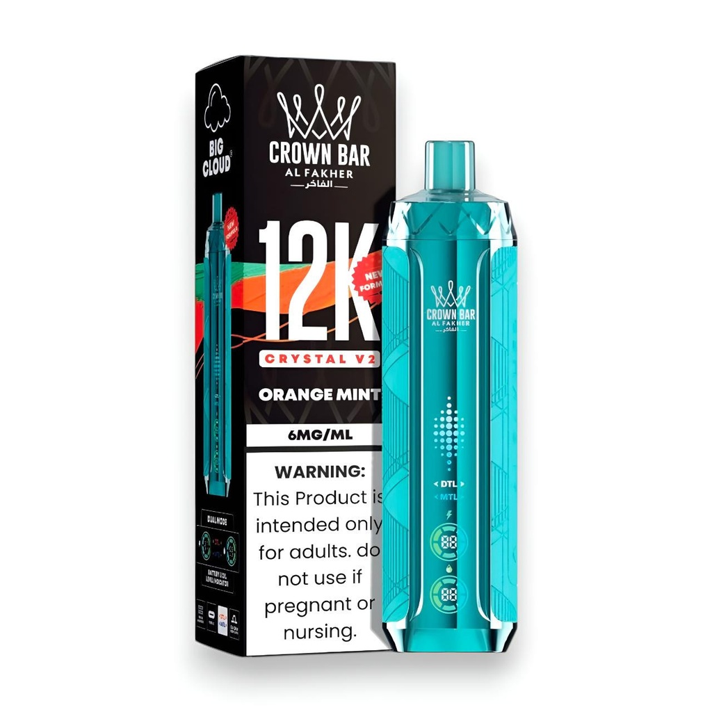 AL FAKHER – DISPOSABLE VAPE – NICOTINE ANALOGUES – CROWN BAR CRYSTAL V2 – 12K PUFF – METATINE EDITION – 18ML – VARIOUS FLAVORS – 5CT – [MSRP: $26.50 EACH]