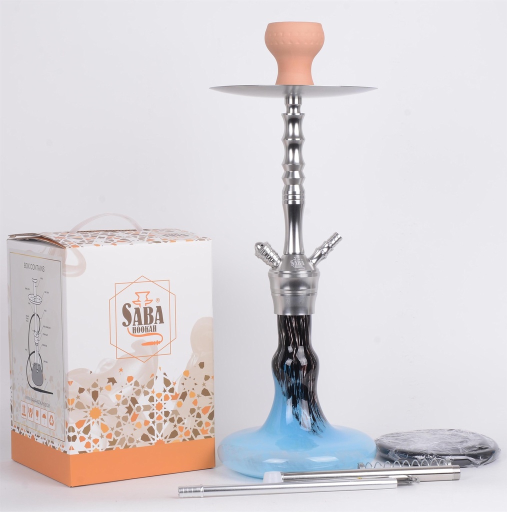SABA – HOOKAH SET – LARGE – 20" W/ ALUMINUM STEM & SILICONE HOSE – DETACHABLE PLATE – ASSORTED COLOR – 1CT - DL6 - [MSRP: $62.50]