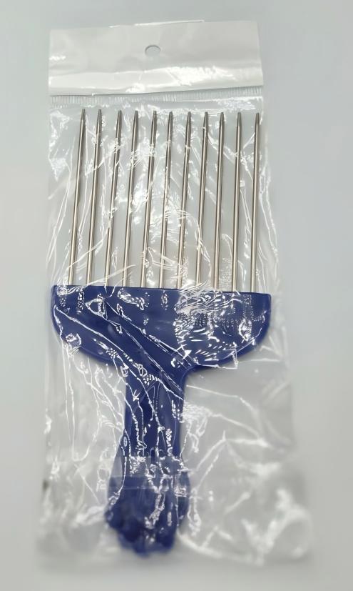 AFRO PICK COMB – HAIR CARE ACCESSORIES METAL TEETH – ASSORTED COLORS – 1CT - 03-61 - [MSRP: $1]