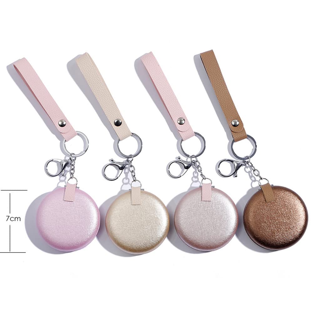 MINI POCKET MIRROR – ROUND KEYCHAIN WITH STRAP – FOLDING PORTABLE DESIGN – ASSORTED COLORS – 12CT – 24-8 - [MSRP: $4 EACH]