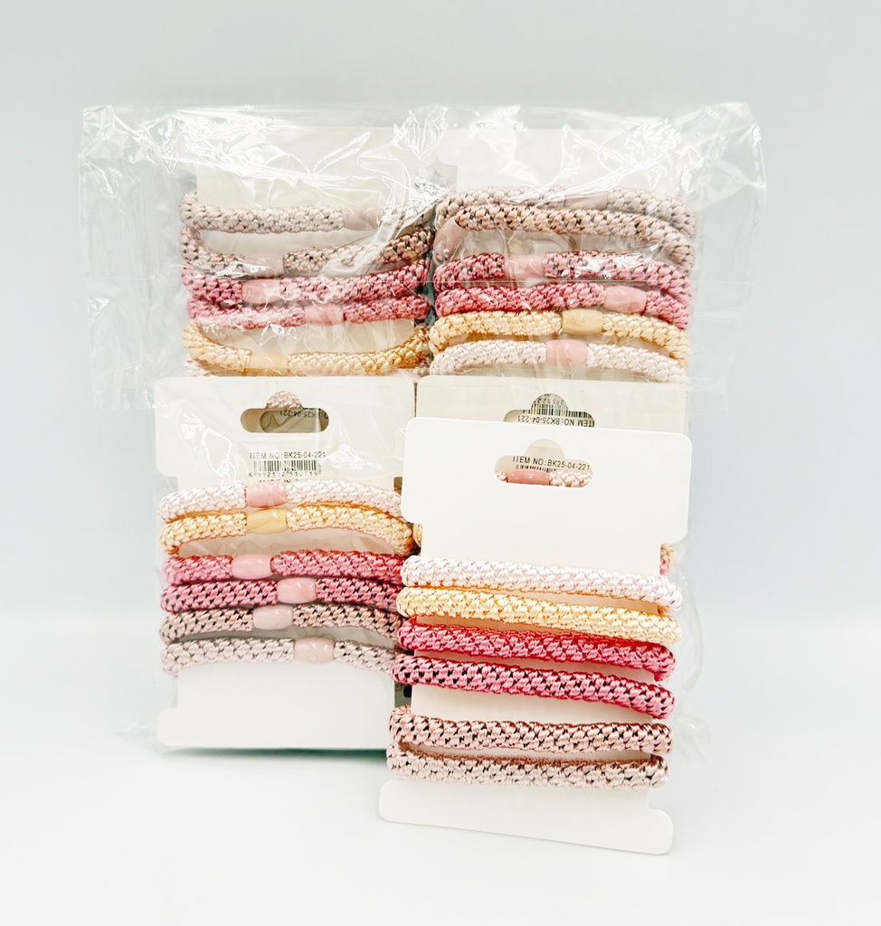 LOVE – BRAIDED HAIR TIES – THICK ELASTIC BANDS – ASSORTED COLORS – 4CT CARD – 12CT – 04-221 - [MSRP: $2 EACH]