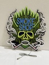 LED SIGN – "SMOKE SHOP" – SMOKING SKULL & POT LEAVES LOGO – GLOW EFFECT – 24×24 – LED SIGN & OUTDOOR DISPLAY – 1CT – SMKSPSKUL – [MSRP: $STORE USE]