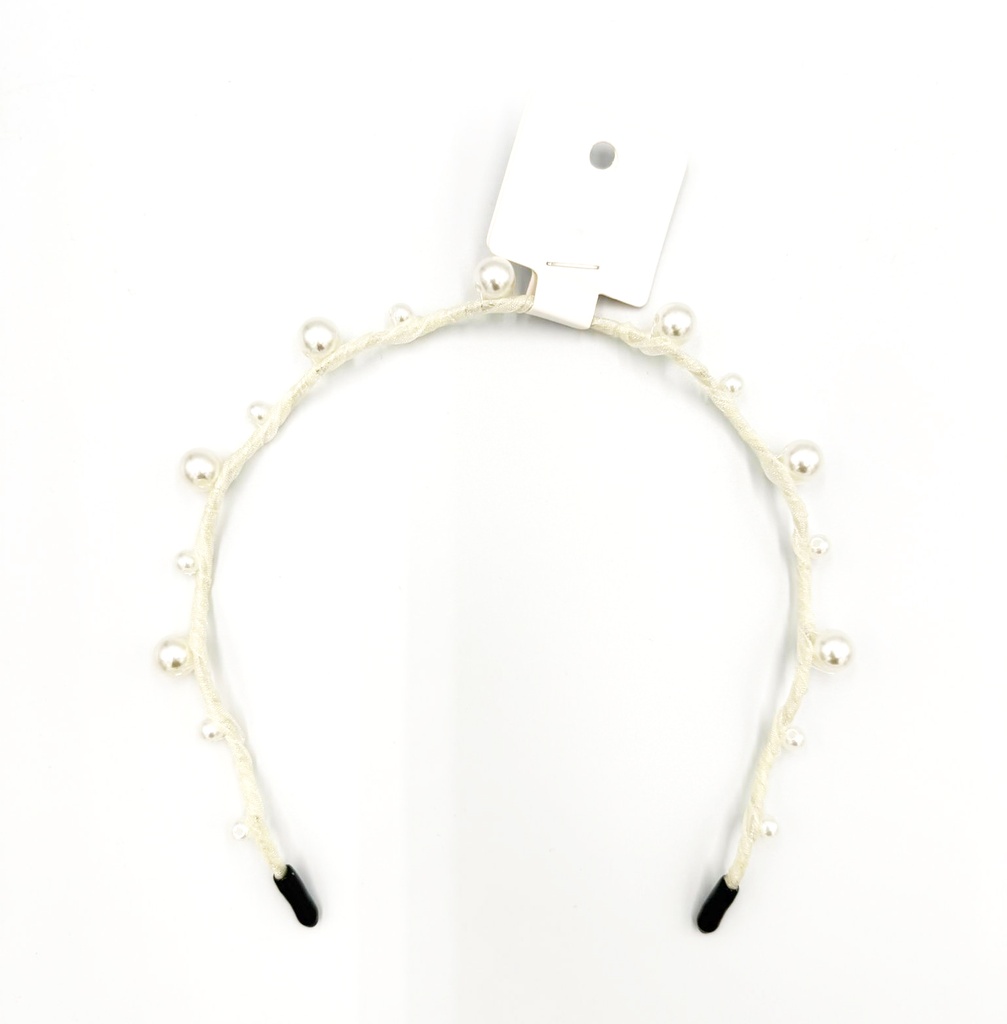 HEADBAND – THIN PADDED & THIN BEADED FAUX PEARL –  ASSORTED STYLES ASSORTED COLORS – 12CT/DZ - 04-234 - [MSRP: $4 EACH]
