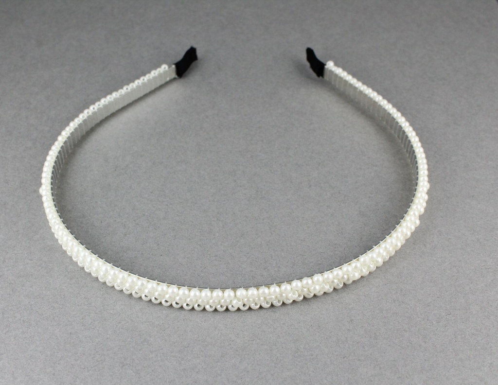 HEADBAND – THIN PADDED & THIN BEADED FAUX PEARL –  ASSORTED STYLES ASSORTED COLORS – 12CT/DZ - 04-235 - [MSRP: $4 EACH]