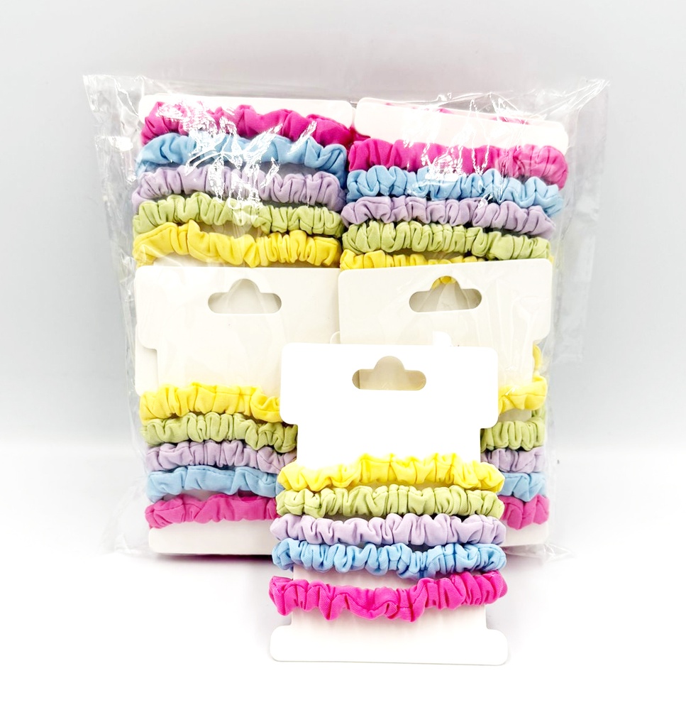 LOVE – SEAMLESS ELASTIC HAIR TIES – ASSORTED COLORS – 5CT CARD – 12CT/DZ - 04-224 - [MSRP: $2 EACH]