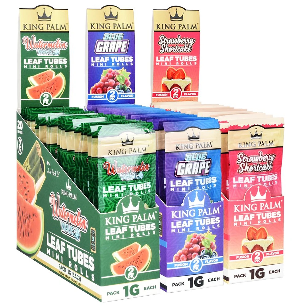 KING PALM – ROLLING ALTERNATIVES – LEAF TUBES – MINI – 1 GRAM – 2PK – 20CT DSPL – [MSRP: $4 EACH]