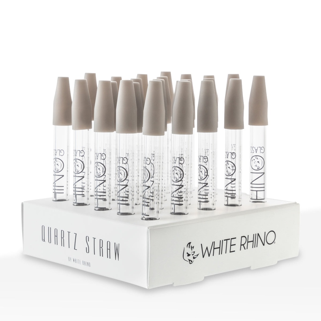 WHITE RHINO – QUARTZ DAB STRAW – GLASS ACCESSORIES – SILICONE CAP – 25CT DISPLAY – NS2001 – [MSRP: $6 EACH]