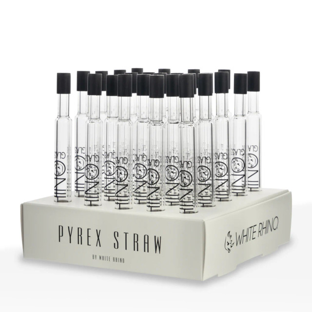 WHITE RHINO – PYREX V2 DAB STRAW – GLASS ACCESSORIES – SILICONE CAP – 25CT DISPLAY – NS1002 – [MSRP: $4.50 EACH]