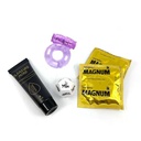 PLEASURE MORE SEX KIT – ADULT TOYS – 4PC ADULT INTIMACY SET WITH 2 CONDOMS, LUBRICANT, SEX DICE & VIBRATING RING – UNISEX – 1CT – PM-SXKIT4 – [MSRP: $20]