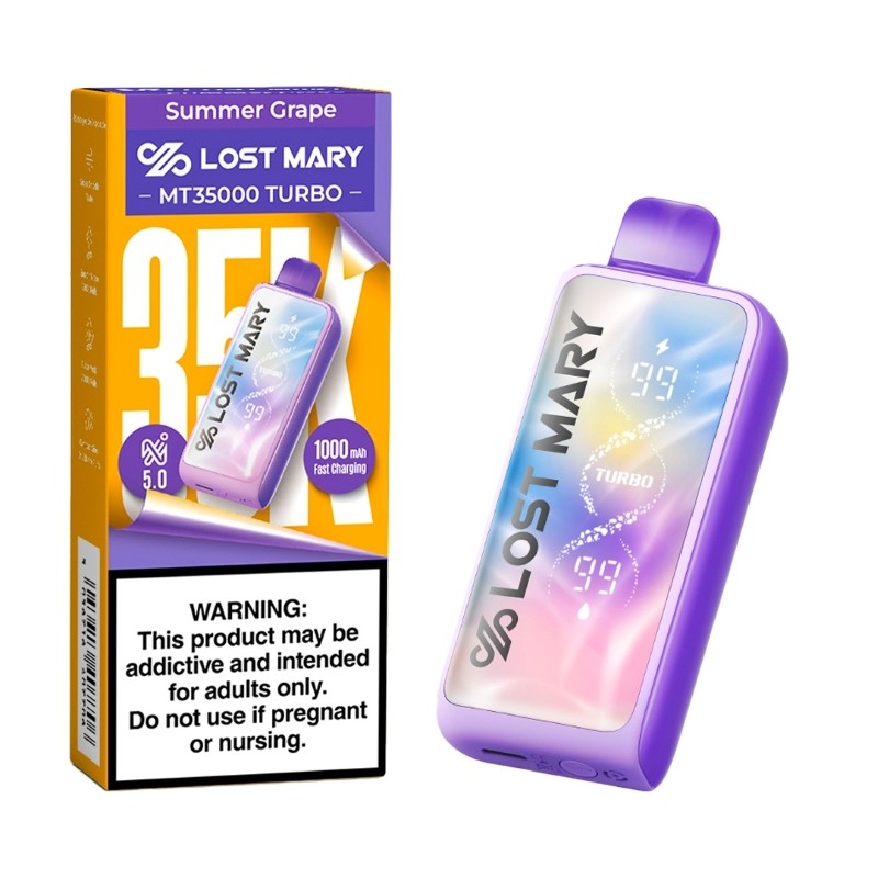 LOST MARY – DISPOSABLE VAPE – NICOTINE ANALOGUES – MT35000 TURBO – NIXODINE EDITION – 35K PUFF – 18ML – 1000MAH – 5CT – [MSRP: $27 EACH]