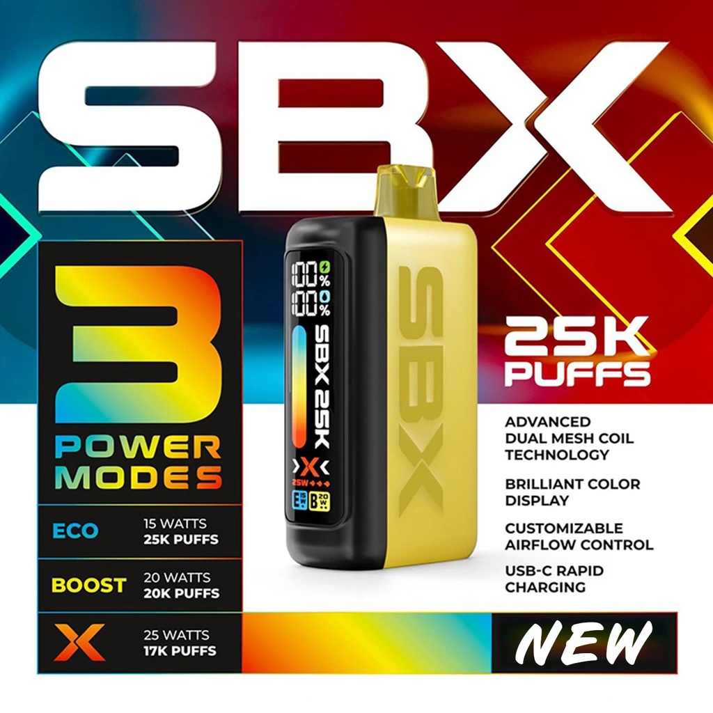 SBX – DISPOSABLE VAPE – NICOTINE ANALOGUES – METATINE SERIES – METATINE EDITION – 25K PUFF – 20ML – VARIOUS FLAVORS – 5CT – [MSRP: $27.50 EACH]