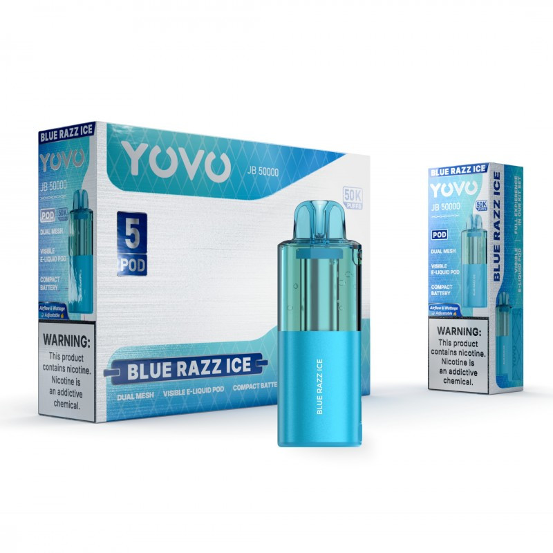 YOVO – DISPOSABLE VAPE – NICOTINE ANALOGUES – JB50000 POD – NIXODINE EDITION – 50K PUFF – 15ML – VARIOUS FLAVORS – 5CT – [MSRP: $22 EACH]