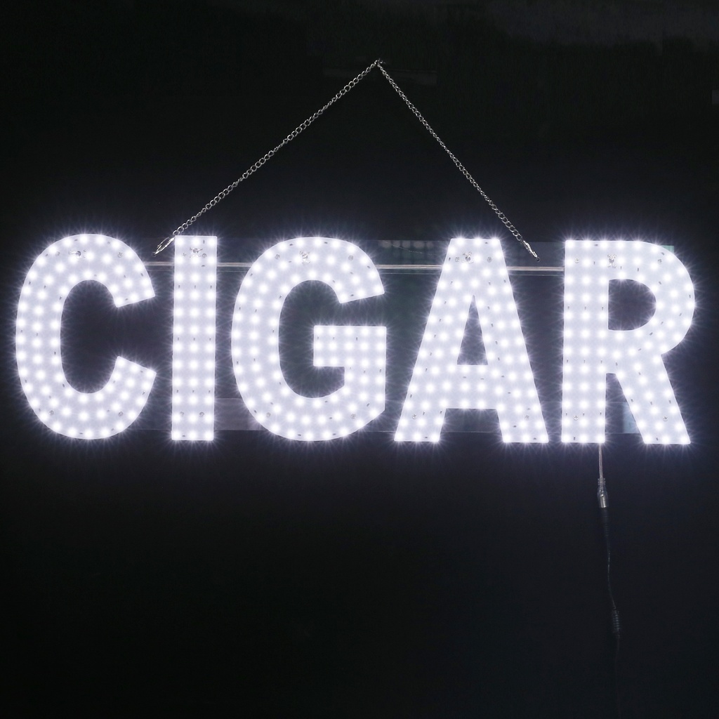 LED SIGN – "CIGARS" – WHITE  – 8×32×1.2 – LED SIGN & OUTDOOR DISPLAY – 1CT – LED [MSRP: $100]