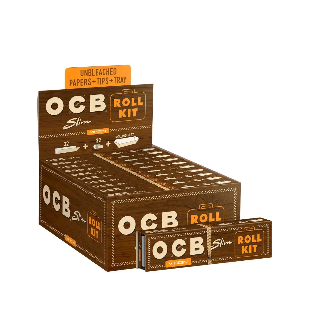 OCB – VIRGIN – ROLL KITS WITH TRAY – 10PK DISPLAY – [MSRP: $6.50]