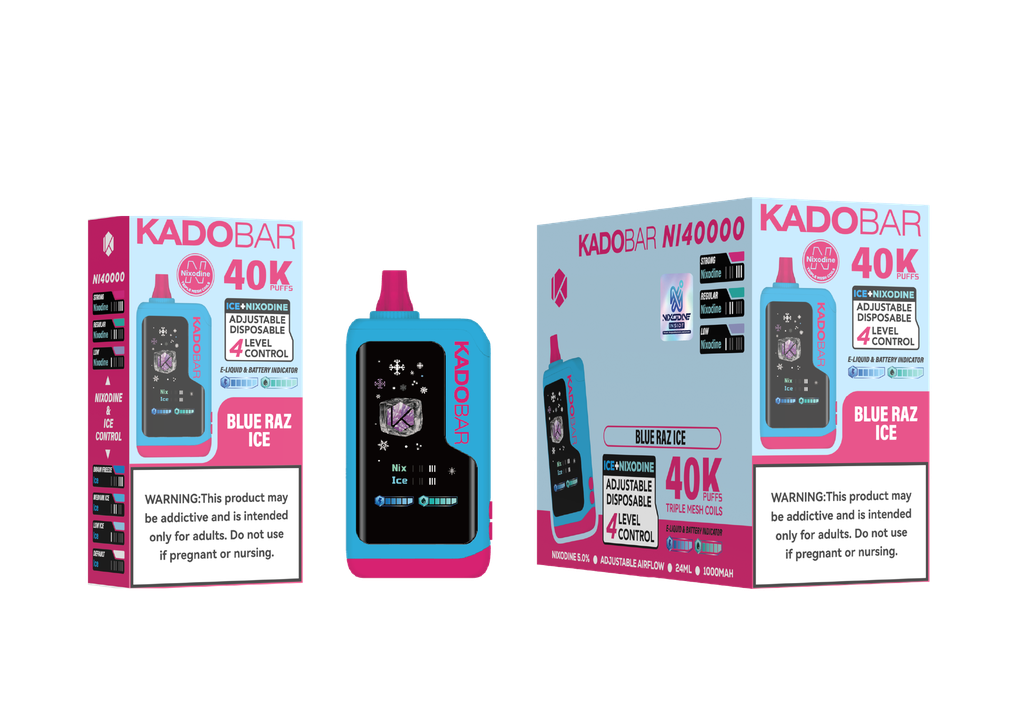 KADO BAR – DISPOSABLE VAPE – NICOTINE ANALOGUES – NI40K – ICE NIXODINE EDITION – 5% – 40K PUFF – VARIOUS FLAVORS – 5CT – [MSRP: $29 EACH]