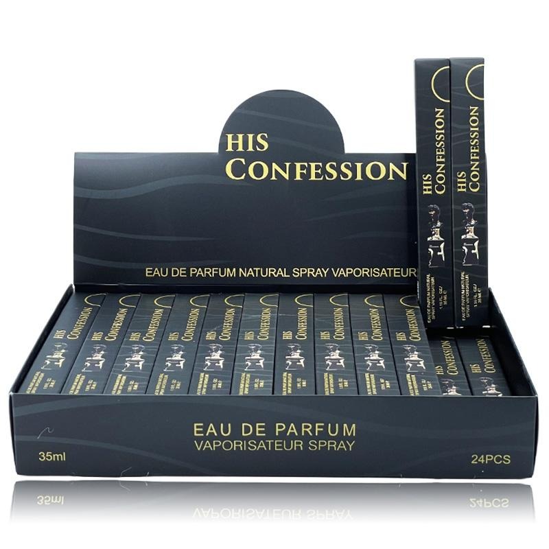 HIS CONFESSION – PARFUM & COLOGNE – EAU DE PARFUM VAPORISATEUR NATURAL SPRAY FOR MEN – 35ML 1.18 FL OZ – 24CT – [MSRP: $9 EACH]