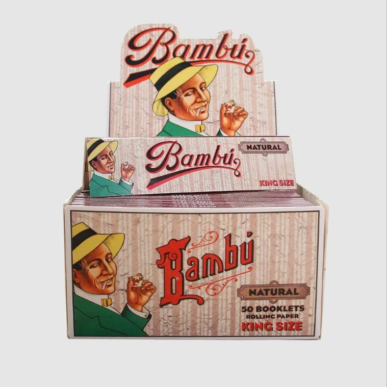 BAMBU – NATURAL – KING SIZE ROLLING PAPERS – 50CT DISPLAY – [MSRP: $3.50 EACH]