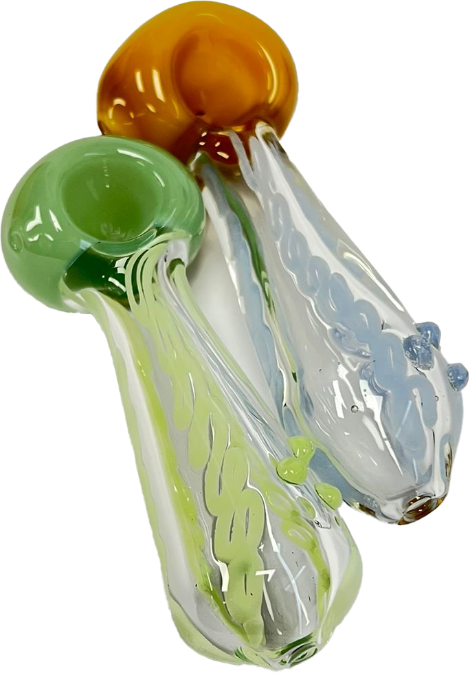 COLOR HEAD CLEAR – GLASS HAND PIPE – GLASS ACCESSORIES – 4-INCH HEAVYWEIGHT 100G – 2CT – 2X-GL-05796 – [MSRP: $9.50 EACH]