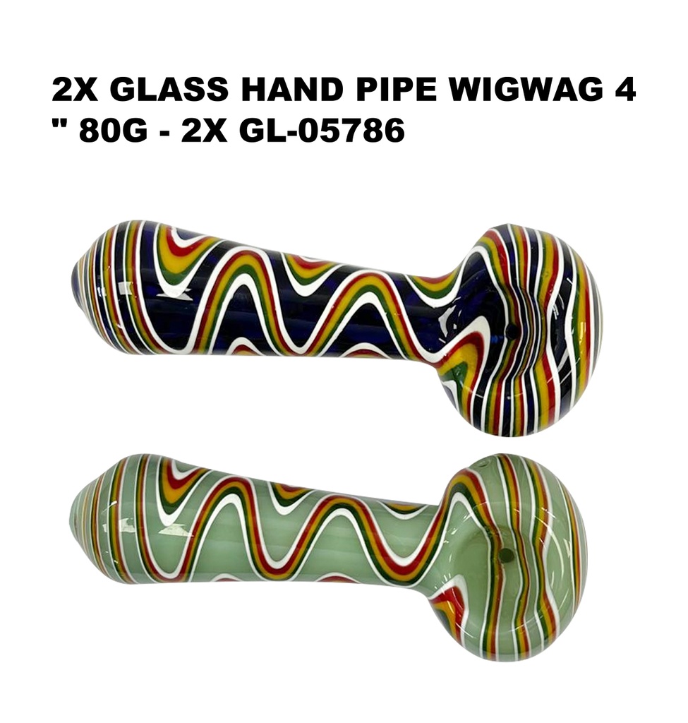 WIGWAG – GLASS HAND PIPE – 4-INCH 80G WEIGHT – 2CT – 2X-GL-05786 – [MSRP: $8.50 EACH]