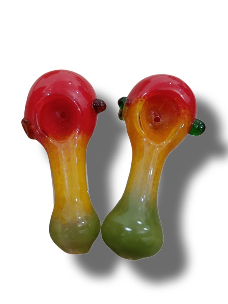 GLASS SPOON PIPE RASTA – GLASS HAND PIPE – 2PCS BUNDLE – 3 INCH – HP-03601 – [MSRP: $11.50]