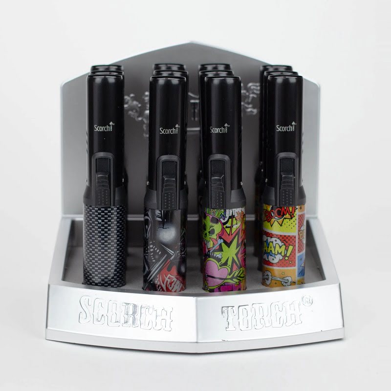 SCORCH – TORCH LIGHTERS – PENCIL TORCH – BLACK-GRAFFITI & LEAF DESIGNS – 12CT DISPLAY – 61664-00022 – [MSRP: $22 EACH]